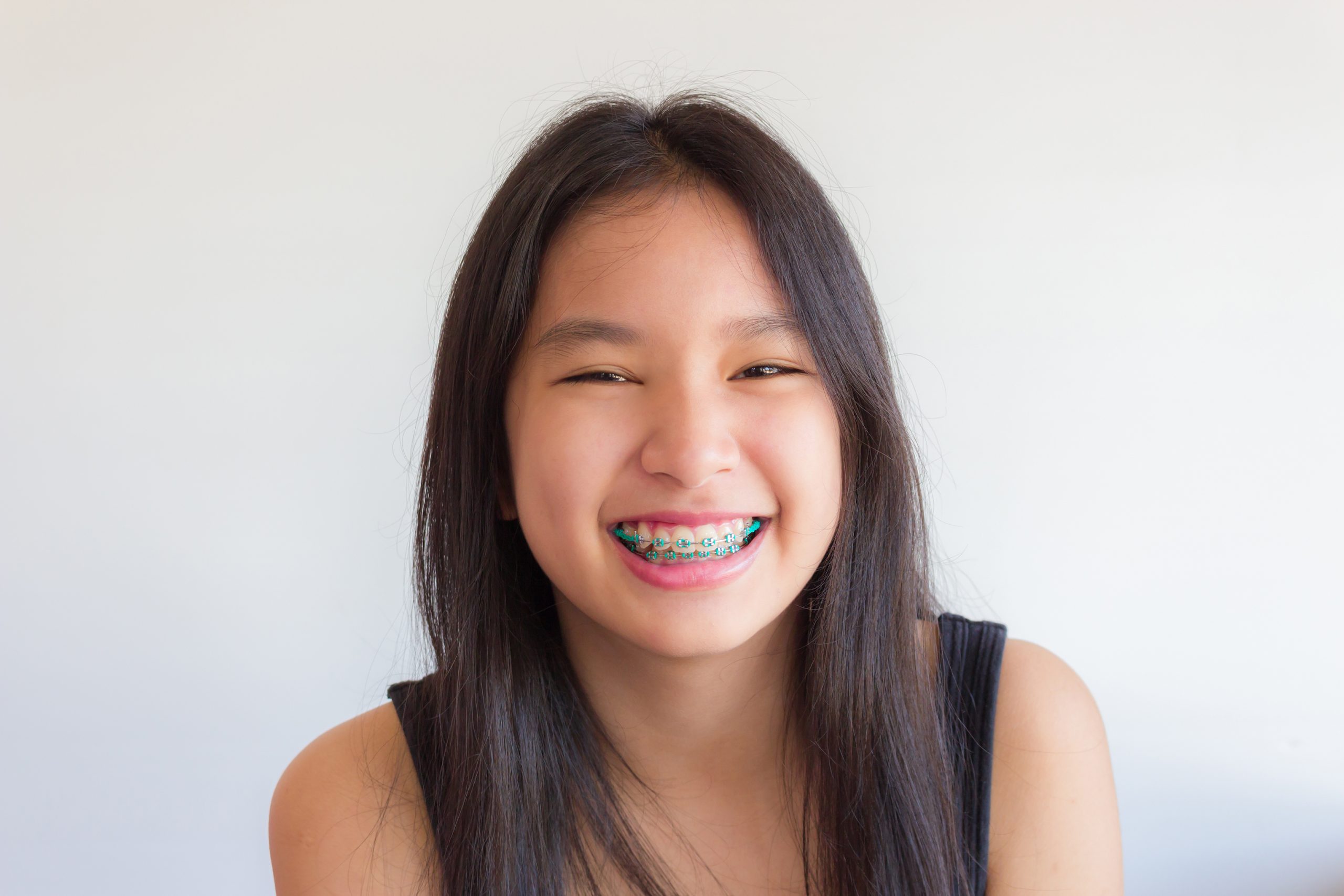 Young girl with braces